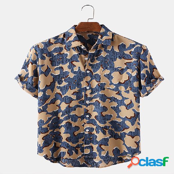 Mens férias impressão abstrata respirável camisas de
