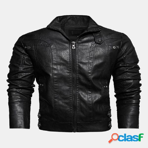 Mens inverno quente moda velo forrado manga longa jaqueta de