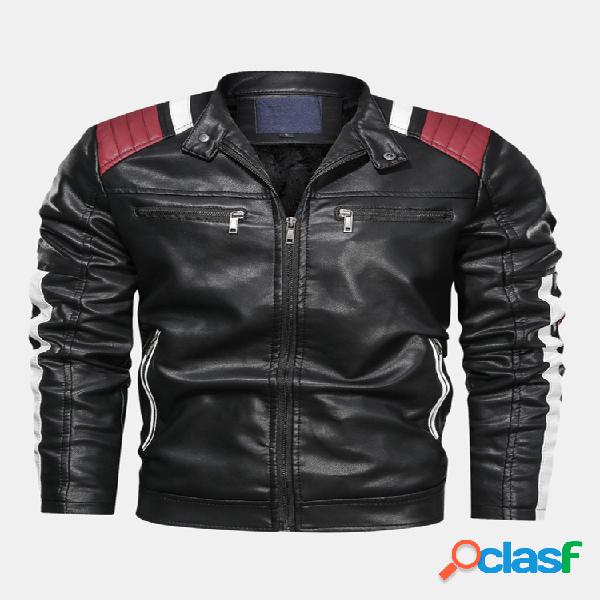 Mens outono moda casual cool stand colar muti-zip jaqueta de