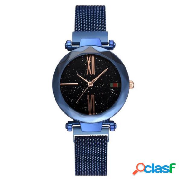 Moda Estrela Magnética Milanese Aço Banda Mulheres Quartz