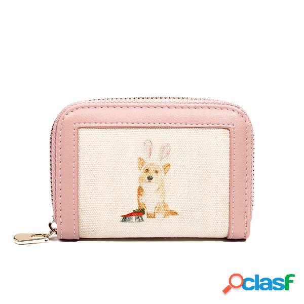 Mulheres Cachorro Padrão Coin Purse Mini Titular do Cartão