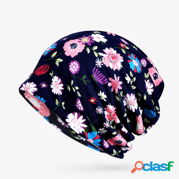 Mulheres Fino Estampa Floral De Algodão Soft Gorro Chapéu