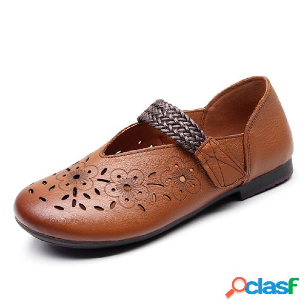 Mulheres Folkways Soft Flores ocas Real Leather Hoop Loop