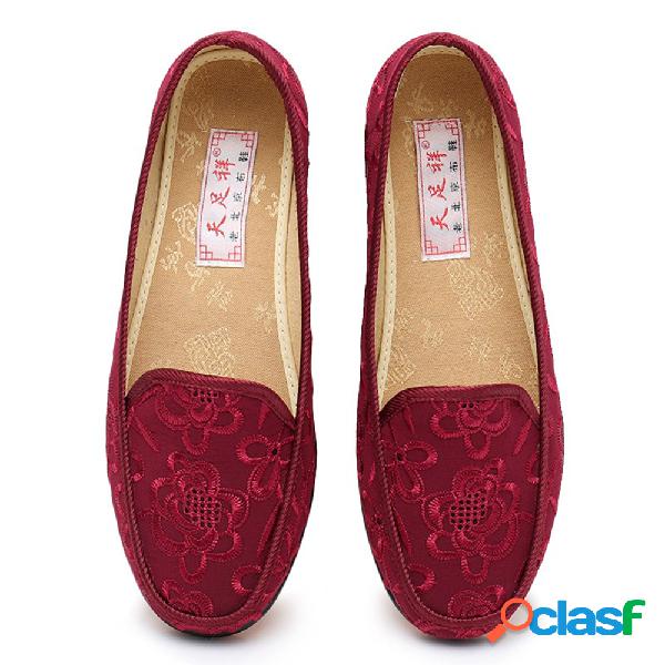 Mulheres Old Peking Light Soft Algodão Flores Deslizamento