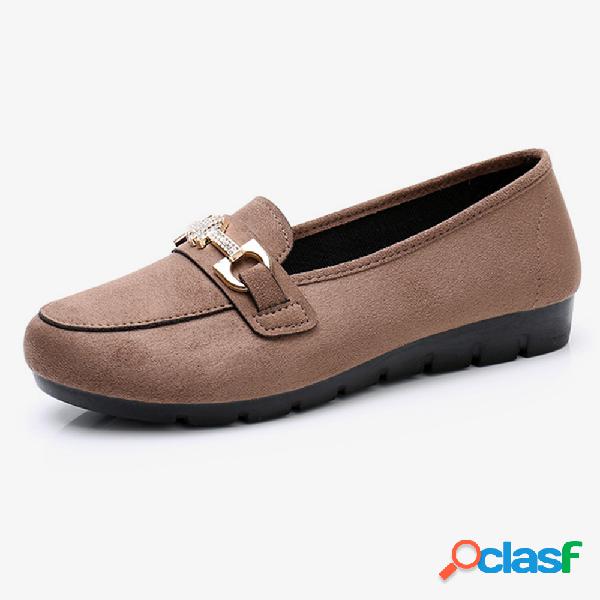 Mulheres camurça strass Soft únicos sapatos casuais planas