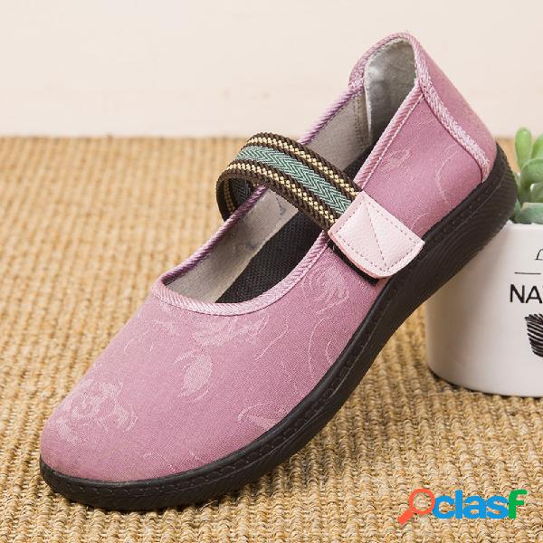 Mulheres casual mãe diária sapatos pano cor sólida Gancho