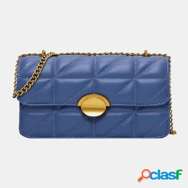 Mulheres diamante Padrão cadeia crossbody Bolsa aba Bolsa