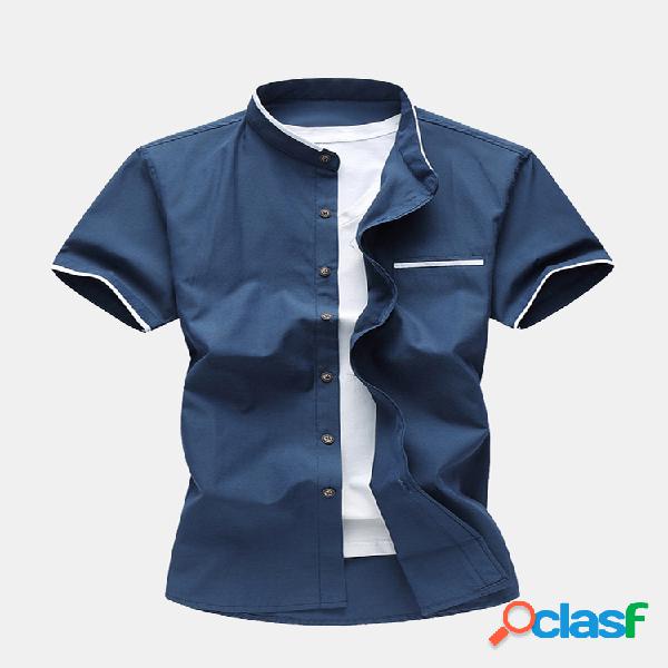 Plus Camisas de colarinho fino de bolso de peito para o