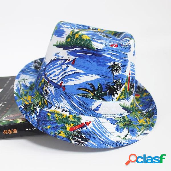 Praia Padrão Pano Bucket Chapéu Masculina Seaside férias