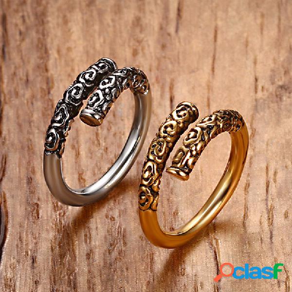 Ring Vintage Anel de aço inoxidável King Bar Ring para