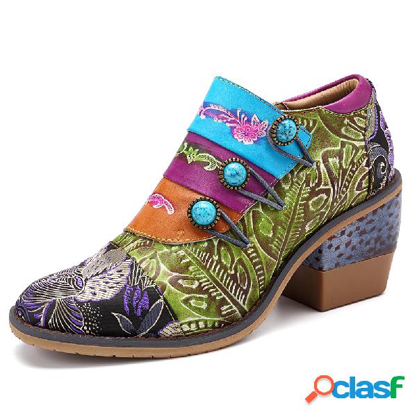 SOCOFY Emenda de fivela retrô Colorful Couro Genuíno
