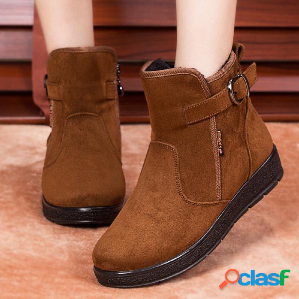 Sapatas do inverno das mulheres Faux Fur Warm Zip Cotton