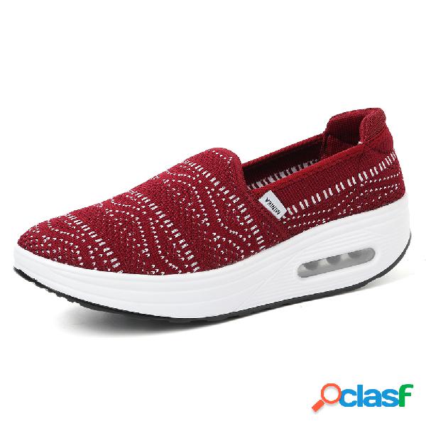 Stripe Padrão Almofadado Plataforma Casual Rocker Sole