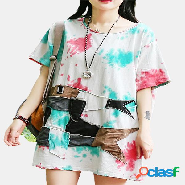 T-shirt de manga curta com estampado de peixe e manga curta