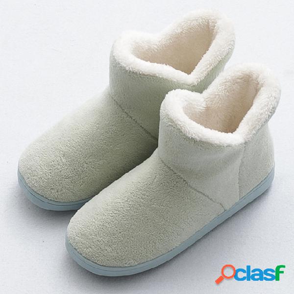 Terry Warm Soft Sole Plano Ankle Boots para mulheres