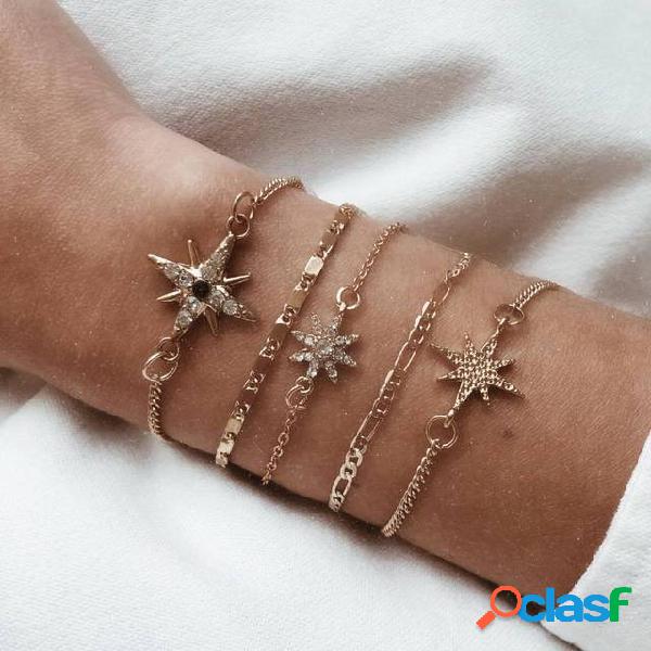 Trendy Rhinestone geométrica Pingente Conjunto de pulseira