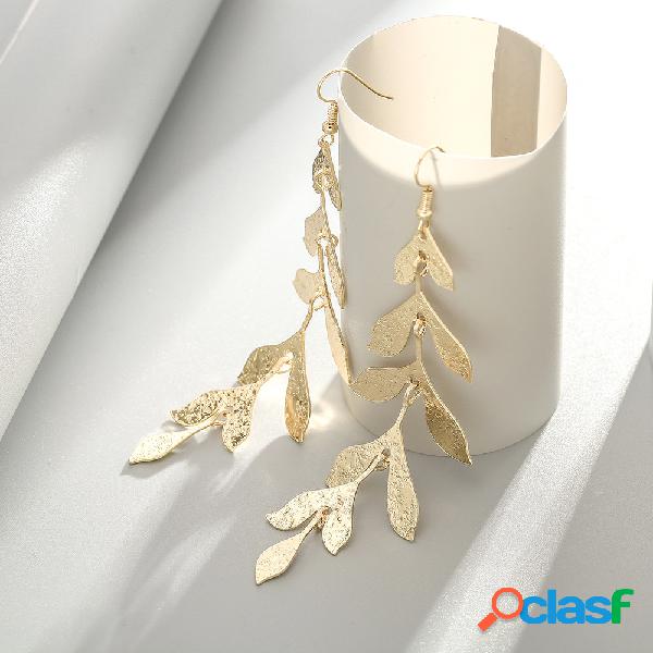 Vintage Leaves Tassel Pingente Brincos Temperament Gold
