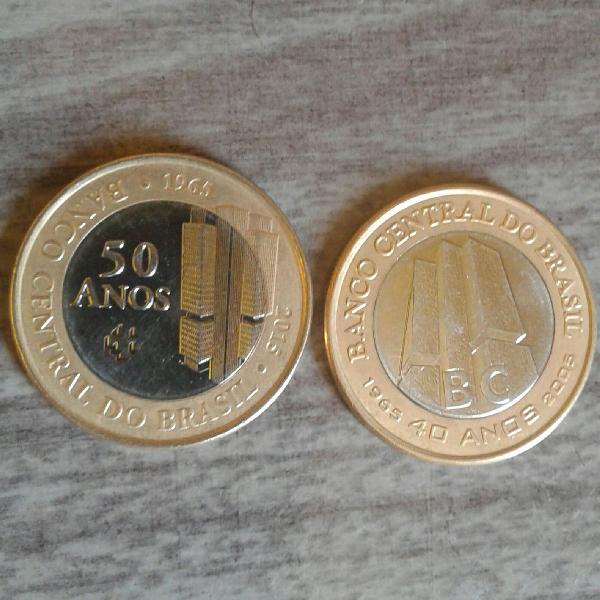 02 moedas comemorativa BC 40 Anos e BC 50 Anos