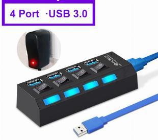 Adaptador Hub 4 Portas USB 3.0 com Fonte de Energia