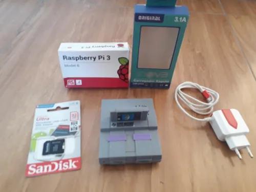 Raspberry Pi3 B + Fonte + Cartão Sd 32gb + Case Super Nes