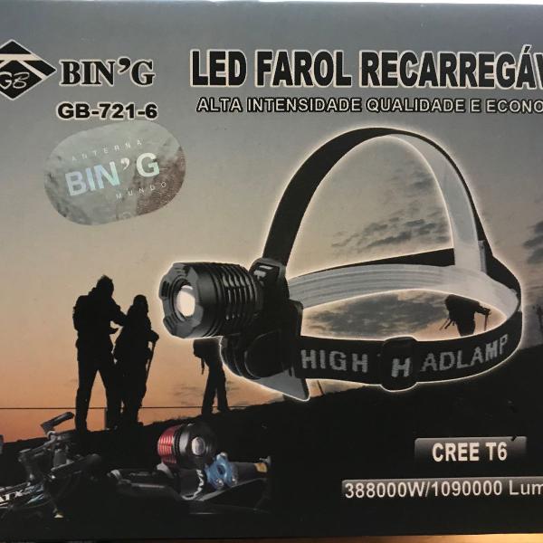 kit led farol recarregável alta intensidade, ótimo para