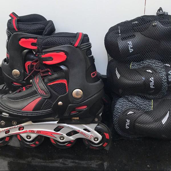 kit patins + proteção para deixar o rolê seguro