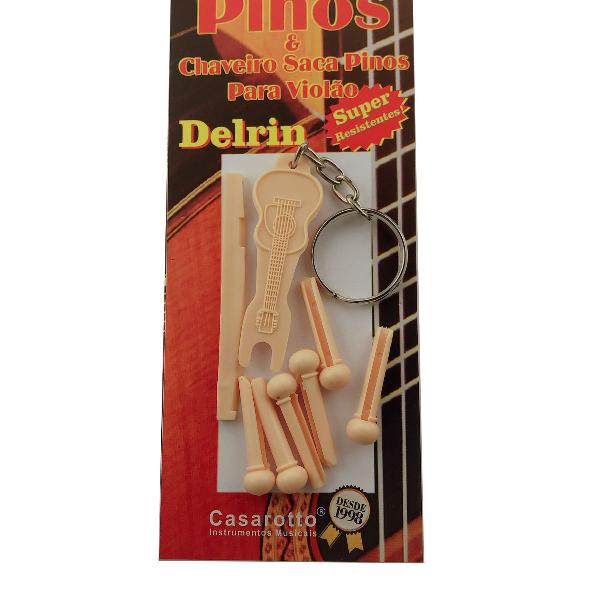 pinos para violão com chaveiro saca pinos (delrin)
