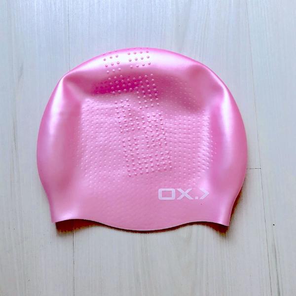 touca de natação de silicone rosa