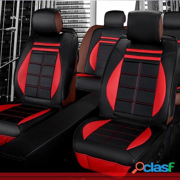 11pcs couro preto e vermelho Deluxe Edition Car Seat Cover