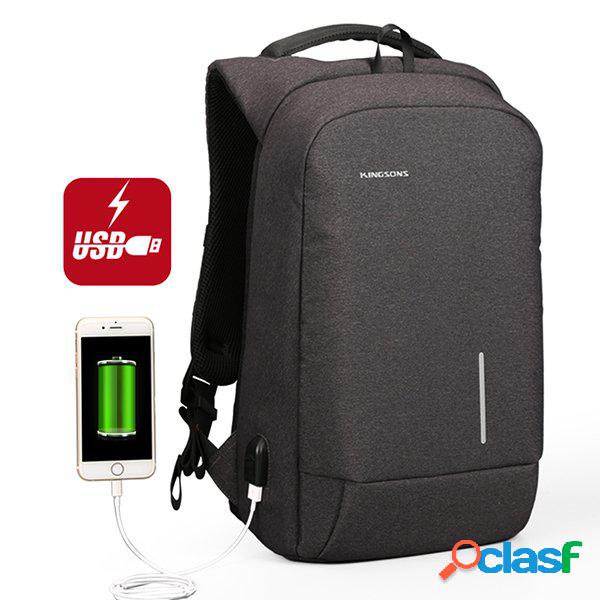 13.6/15.6 Polegada Mochila de Nylon Impermeável Com Porto