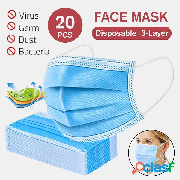 20pcs máscaras descartáveis boca não tecida máscara