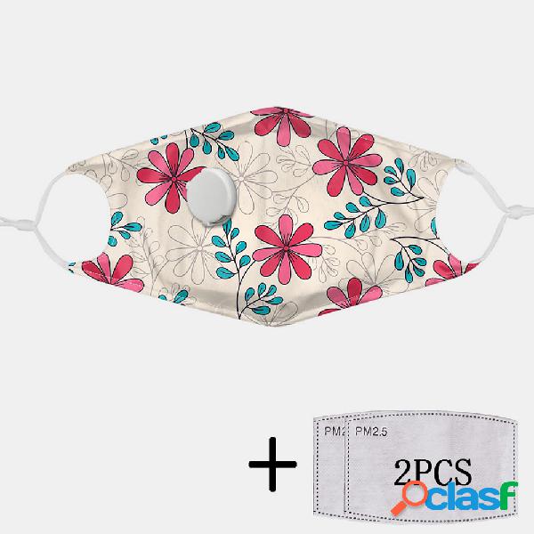 2Pcs PM2.5 Filtro de máscaras florais à prova de poeira