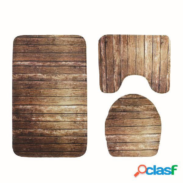 3 Peças / set Padrão de Madeira Criativa Antiderrapante