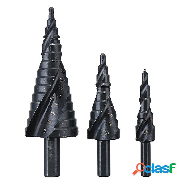3 pcs 4-12 / 20 / 32mm HSS Passo Broca Set TiAlN Revestido