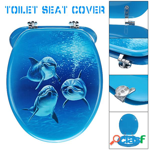 3D Three Blue Dolphin Tampa do assento do toalete Top