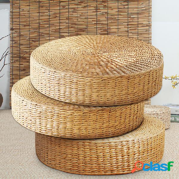 40cm Assento Redondo de Tatame Palha Natural Para Yoga