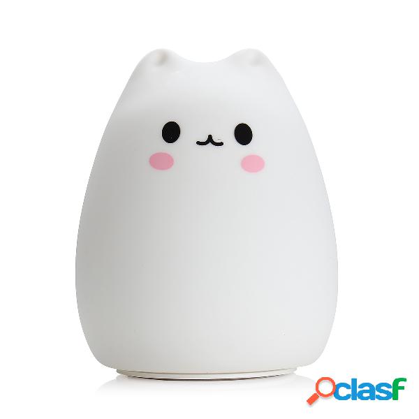 7 cores mutáveis silicone lâmpada LED Kawaii gato em forma