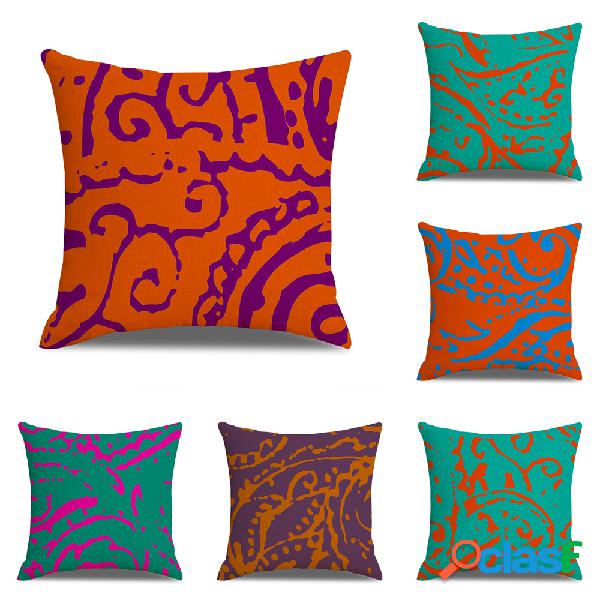 Abstrato multicolor Padrão Capa de Almofada de Linho Sofá