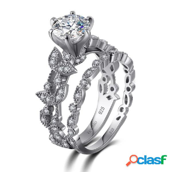 Acessórios de casamento de luxo Anel Set 925 Silver Zircon