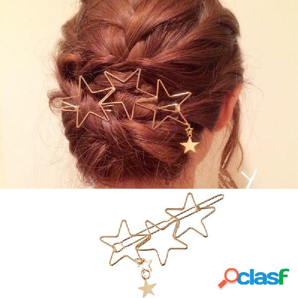 Acessórios de grampo de cabelo na moda oco cinco estrelas