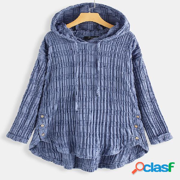 Blusa com capuz do tamanho irregular da malha Plus da malha
