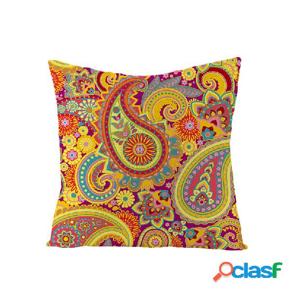 Bohemian Mandala Folk Estilo Geométrico Linho Throw