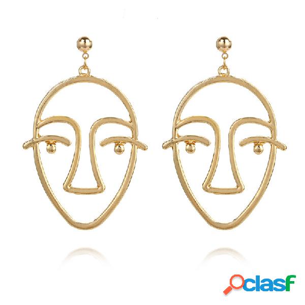 Brincos De Moda Exagerada De Face Humana De Prata E Ouro