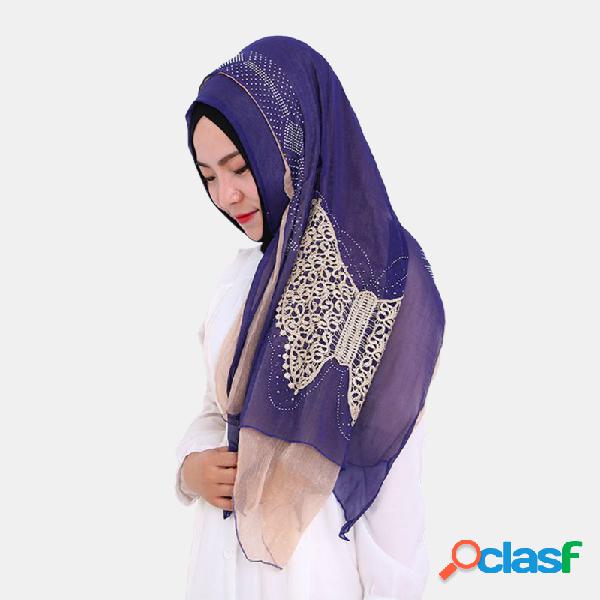 Cachecol de cristal sólido cânhamo mulheres hijab