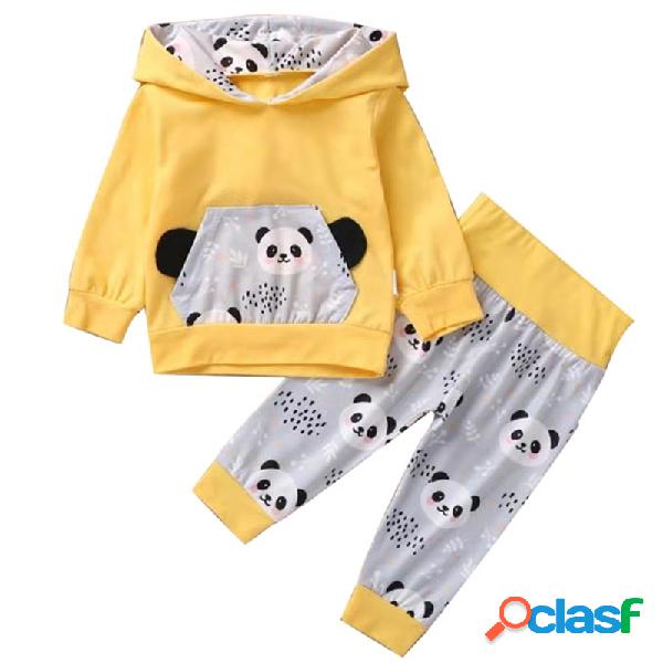 Conjunto casual de mangas compridas com capuz para bebê