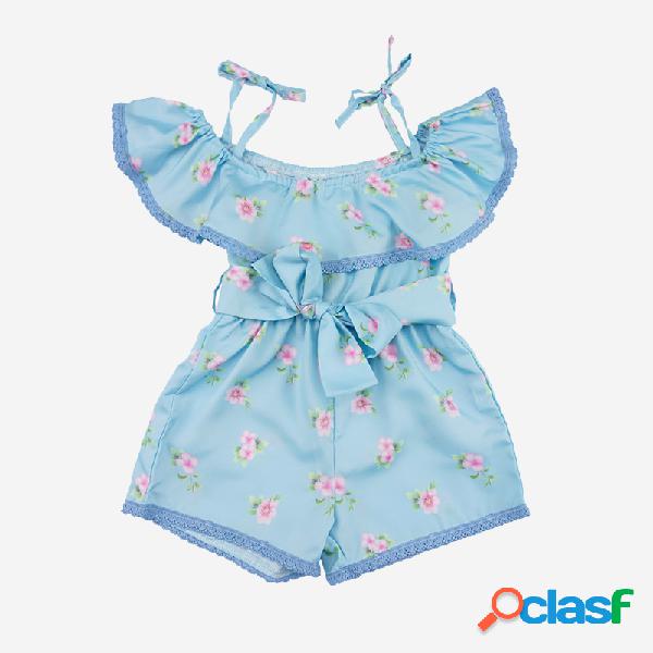 Conjunto de roupas casuais com cordões de estampa floral