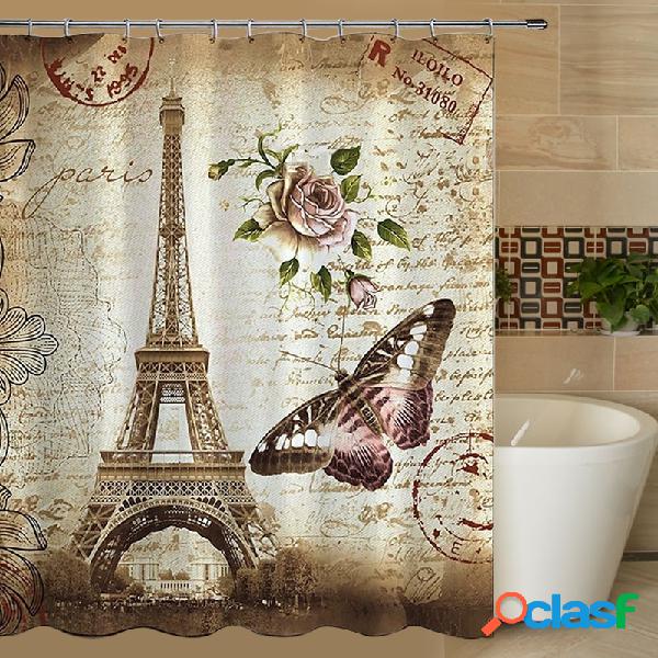Cortina de chuveiro do banheiro de Paris de 180x200cm tela