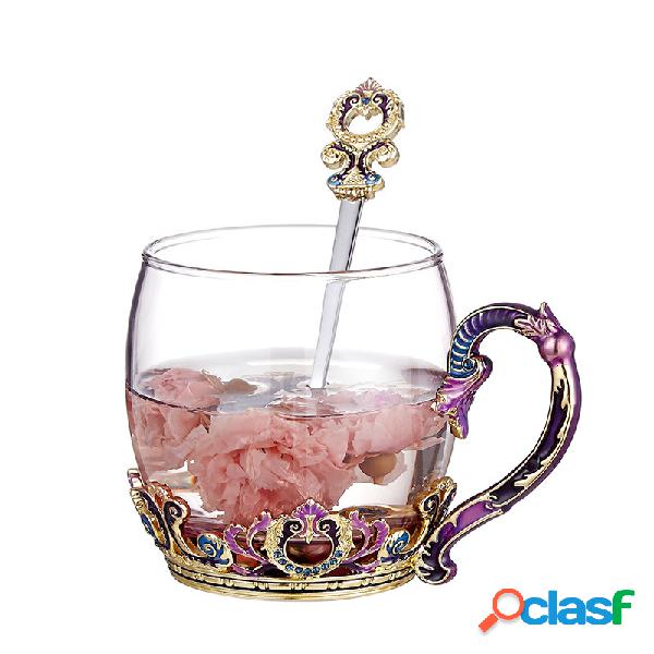 Criativo Retro Caneca De Vidro Resistente Ao Calor Flor Chá