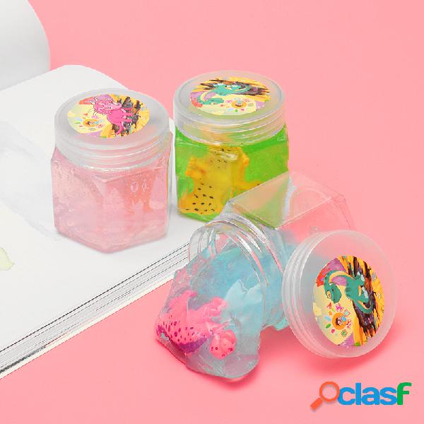 Dinossauro Cristal Slime Hex Garrafa de Argila Transparente
