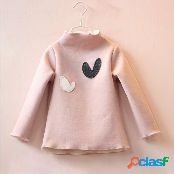 Espessar gola meninas camisola de manga comprida para 2Y-9Y